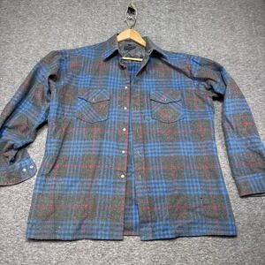 Vintage Van Heusen Winterweights Flannel Shirt Large Plaid Button Up 70s Korea